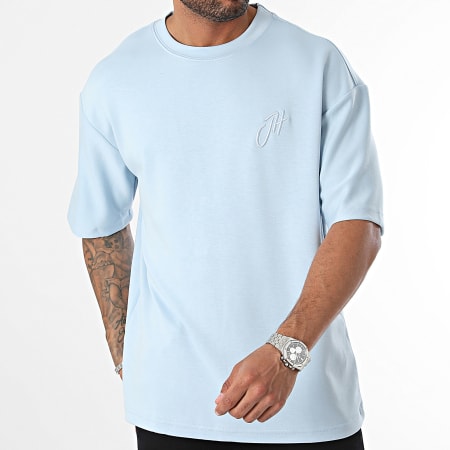 John H - Camiseta oversize grande azul claro