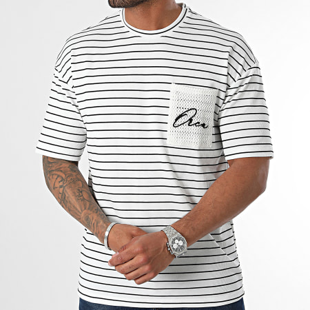 Mackten - Camiseta de rayas 0285 Blanco Negro