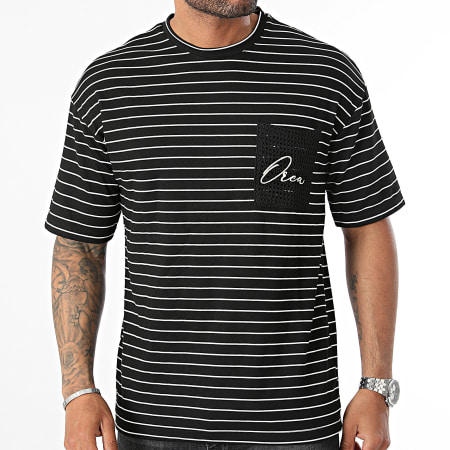 Mackten - Camiseta de rayas 0285 Negro Blanco