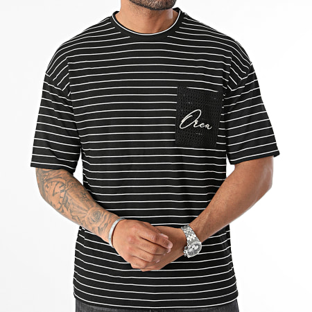 Mackten - Camiseta de rayas 0285 Negro Blanco