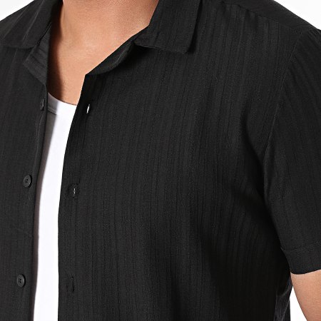 Mackten - Set camicia nera a maniche corte e pantaloncini da jogging a righe