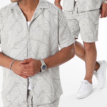 Mackten - Set camicia a maniche corte e pantaloncini da jogging grigio chiaro