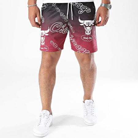 Mitchell and Ness - Short Jogging NBA Destination Leisure Camp PSHR6792 Noir Bordeaux Blanc