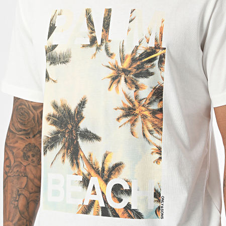 Only And Sons - Magdy Life Tee Shirt Bianco Azzurro Arancione