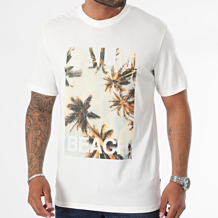 Only And Sons - Tee Shirt Magdy Life Blanc Bleu Clair Orange