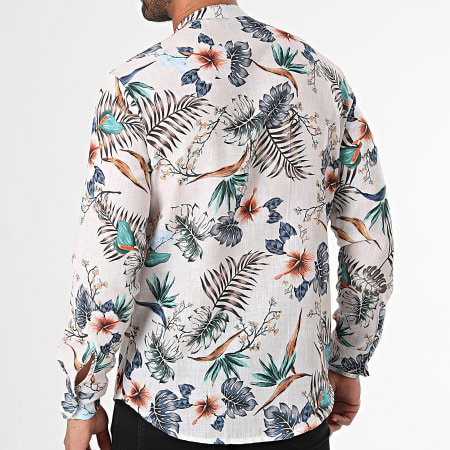 Uniplay - Chemise Manches Longues Col Mao Floral YC093 Beige Floral