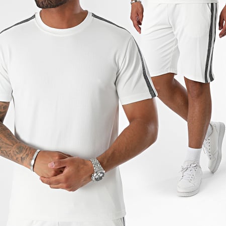 Classic Series - Wit gestreept T-shirt en joggingshortset