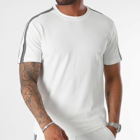 Classic Series - Conjunto de camiseta de rayas blancas y pantalón corto de jogging