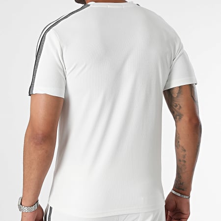 Classic Series - Conjunto de camiseta de rayas blancas y pantalón corto de jogging