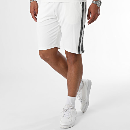 Classic Series - Conjunto de camiseta de rayas blancas y pantalón corto de jogging