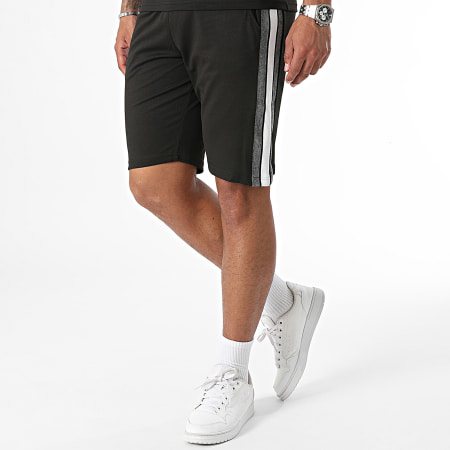 Classic Series - Conjunto de camiseta de rayas negras y pantalón corto de jogging