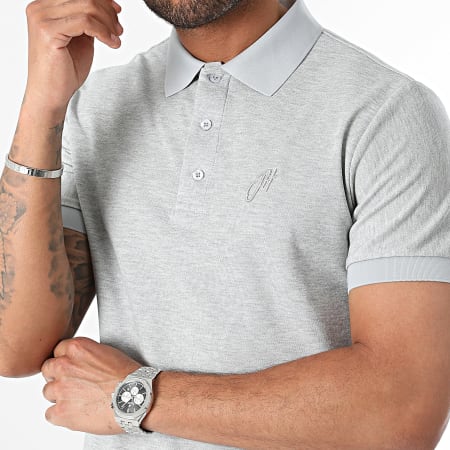John H - Polo Manches Courtes Gris Chiné