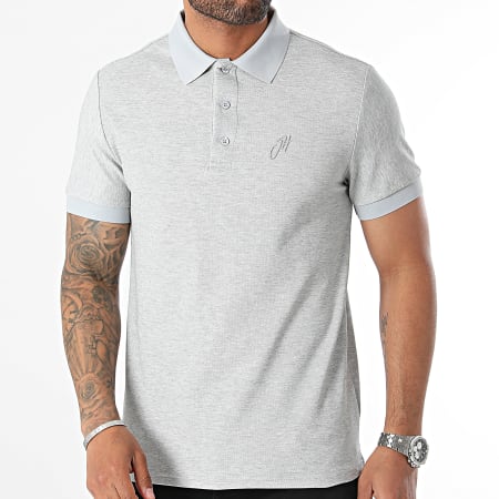 John H - Polo Manches Courtes Gris Chiné