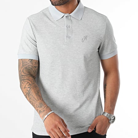 John H - Polo Manches Courtes Gris Chiné