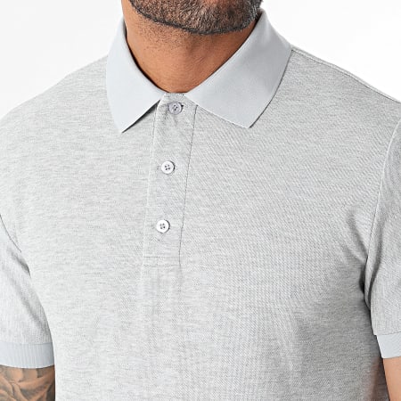John H - Polo Manches Courtes Gris Chiné