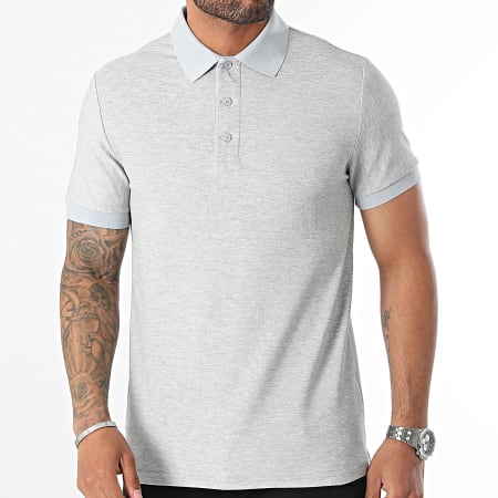 John H - Polo Manches Courtes Gris Chiné