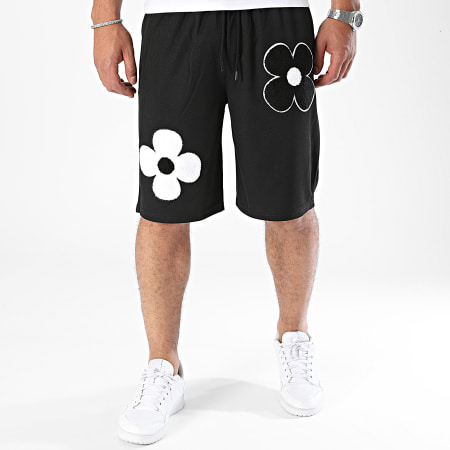 John H - Joggingbroek XQ3001 Zwart Gebloemd