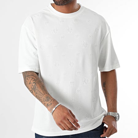 John H - Camiseta floral blanca