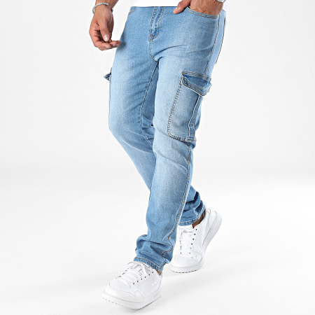 John H - Blauwe Denim Cargo Jeans