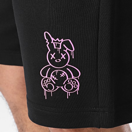 Sale Môme Paris - Pantaloncini da jogging King Rabbit Nero Rosa Fluo