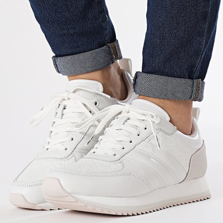 Calvin Klein - Sneakers donna Runner Lace Up Saff Mono 2102 Bianco