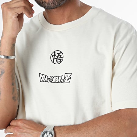 Dragon Ball Z - Camiseta oversize doble logo Goku beige negra
