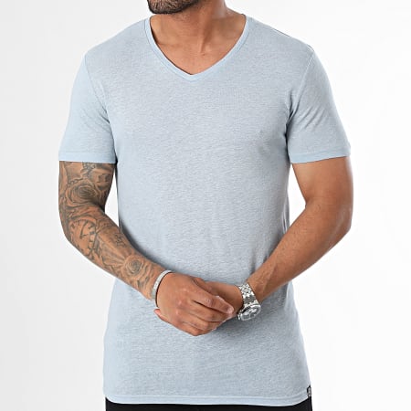 Paname Brothers - Camiseta cuello pico Azul claro jaspeado