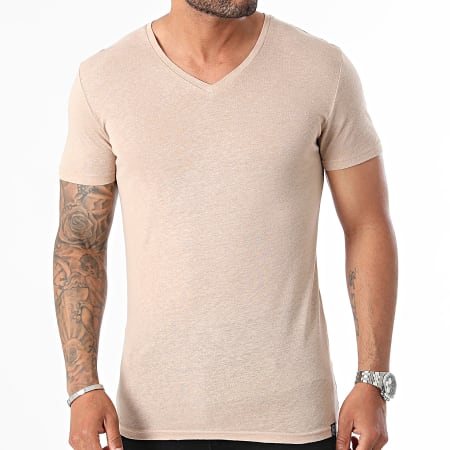 Paname Brothers - Beige V-hals T-shirt