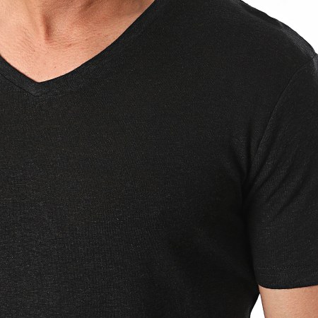 Paname Brothers - Camiseta cuello pico Negro Moteado