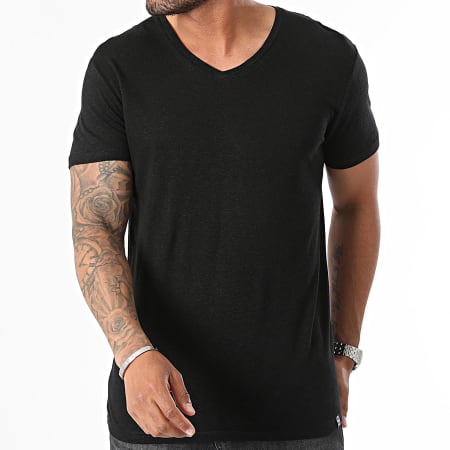 Paname Brothers - Camiseta cuello pico Negro Moteado