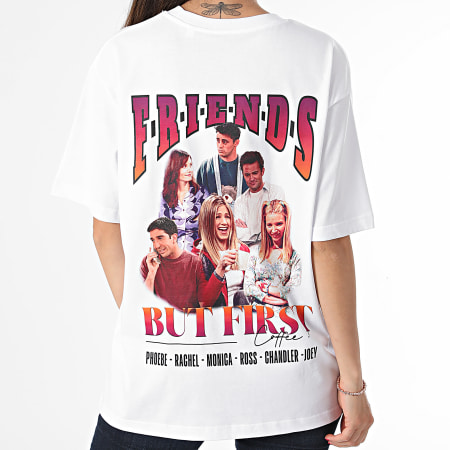 Friends - Dames-T-shirt Oversized Large Maar Eerst Koffie Terug Wit