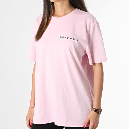 Friends - Tee Shirt Oversize Large Femme But First Coffee Back Rose