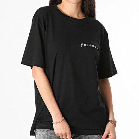 Friends - Dames-T-shirt Oversized Large Maar Eerst Koffie Terug Zwart