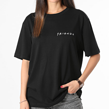 Friends - Camiseta grande de mujer But First Coffee Back Negro