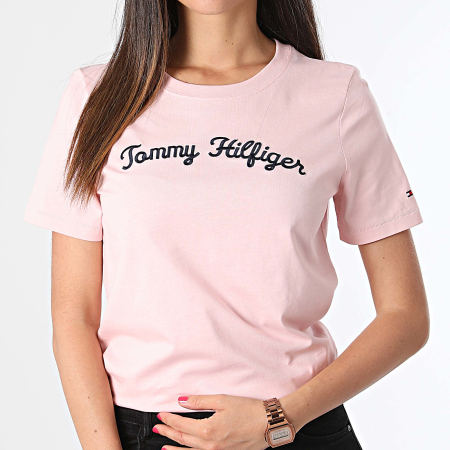 Tommy Hilfiger - Camiseta de mujer Reg Script 2589 Rosa