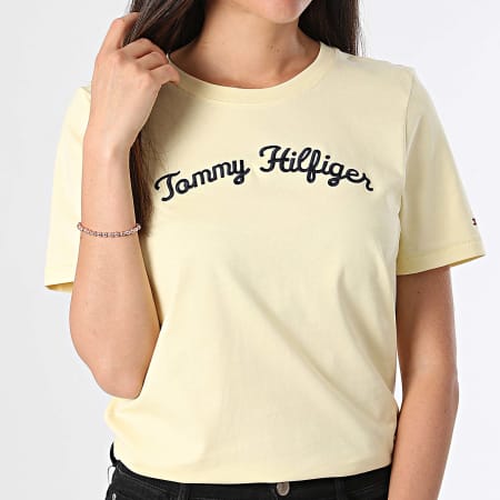 Tommy Hilfiger - Camiseta de mujer Reg Script 2589 Amarillo