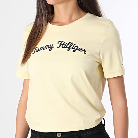 Tommy Hilfiger - Camiseta de mujer Reg Script 2589 Amarillo