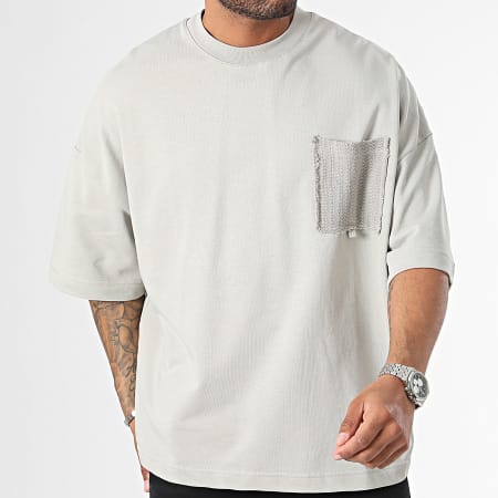 2Y Premium - Tee oversize con taschino grigio