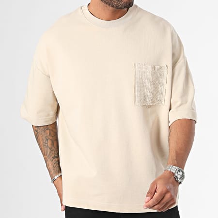 2Y Premium - Camiseta de bolsillo oversize beige