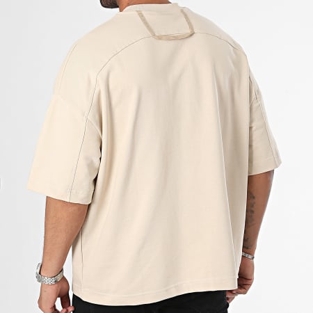 2Y Premium - T-shirt oversize beige con tasca