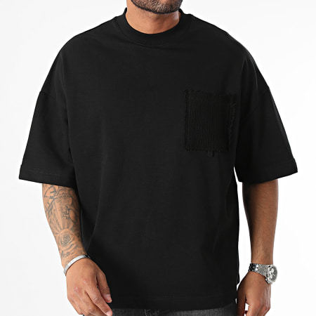 2Y Premium - Camiseta de bolsillo oversize negra