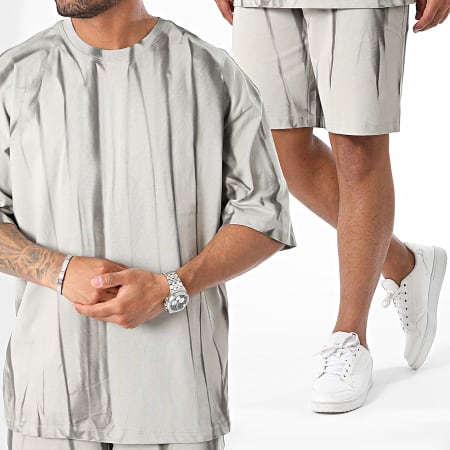 2Y Premium - Grijs oversized T-shirt en joggingshortset