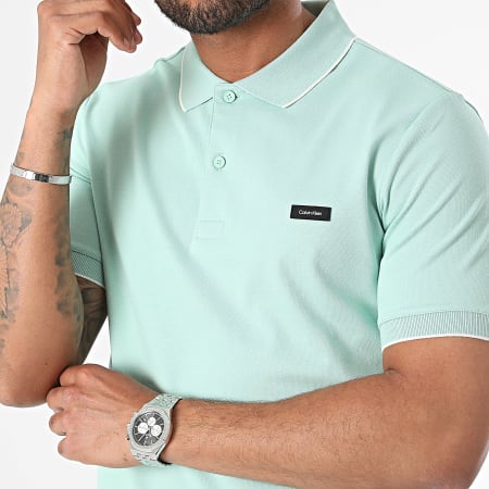 Calvin Klein - Polo manica corta Stretch Piqué Tipping 2751 Verde chiaro
