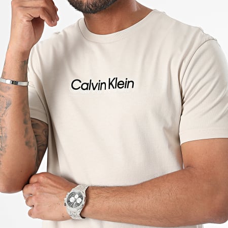 Calvin Klein - Tee Shirt Flock Logo 3118 Beige