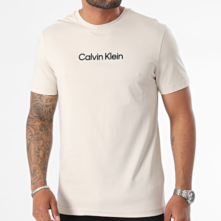 Calvin Klein - Tee Shirt Flock Logo 3118 Beige
