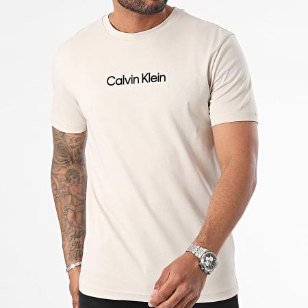 Calvin Klein - Tee Shirt Flock Logo 3118 Beige