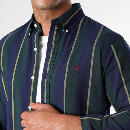 Polo Ralph Lauren - Camicia a righe a maniche lunghe blu navy verde