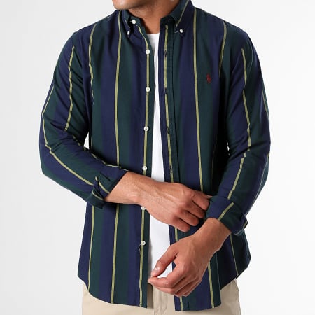 Polo Ralph Lauren - Camicia a righe a maniche lunghe blu navy verde