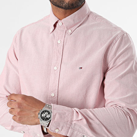 Tommy Hilfiger - Sólido Heritage Oxford 5774 Rojo Heather Camisa de manga larga