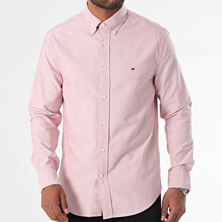 Tommy Hilfiger - Sólido Heritage Oxford 5774 Rojo Heather Camisa de manga larga